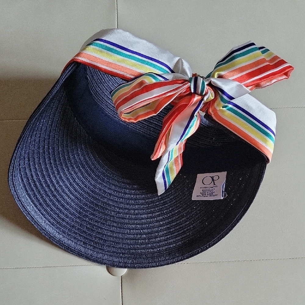 OP Navy Visor with Colorful Ribbon - Picture 3 of 3